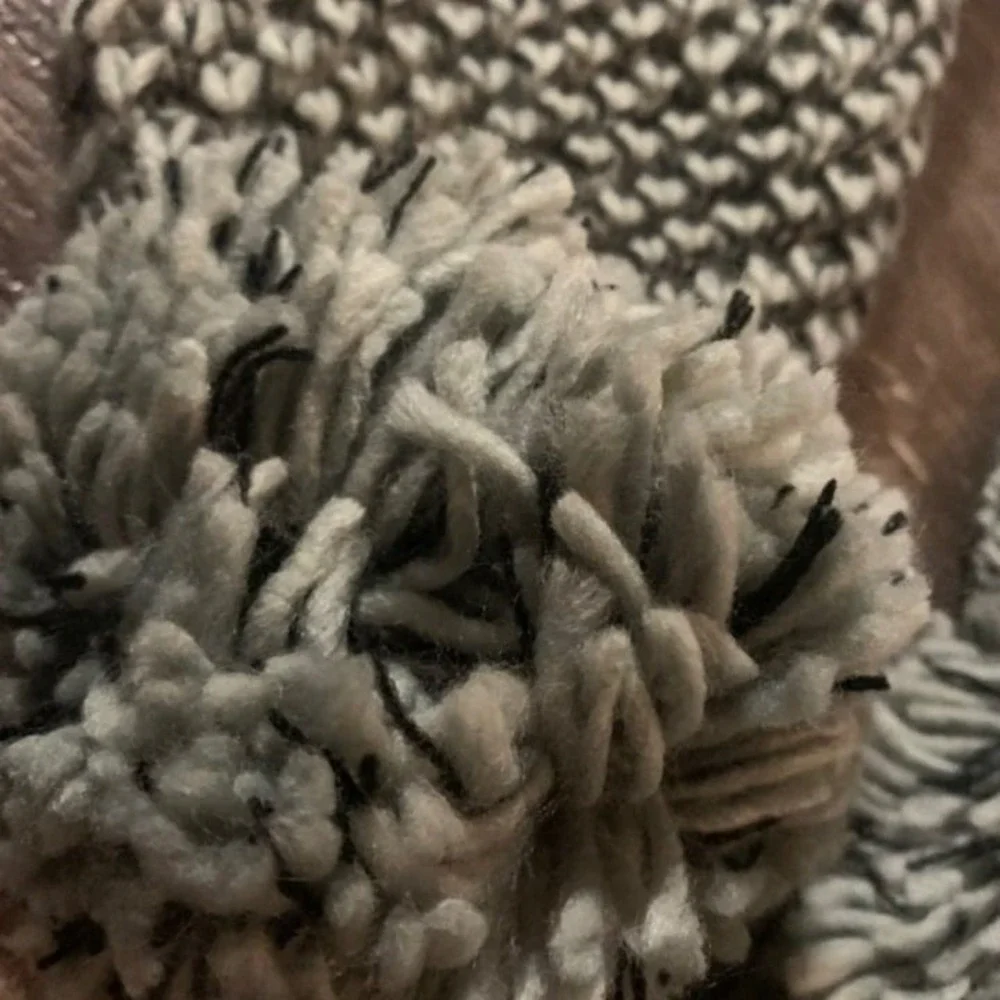Rampage Pom Pom Scarf Grey Black Thick Knitted Scarf Winter
